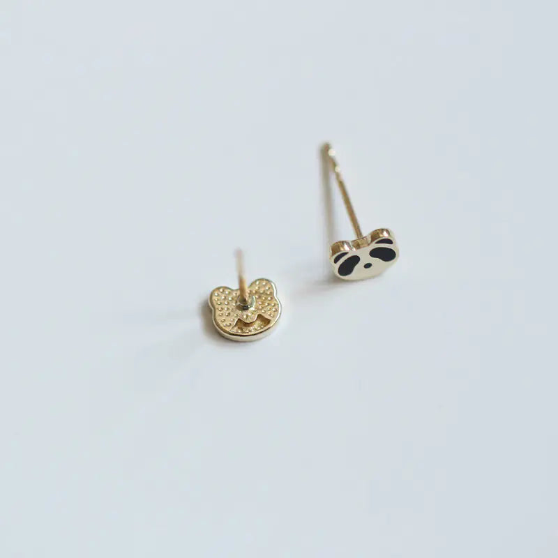 Cute Mini Panda 925 Silver Stud Earrings for Students