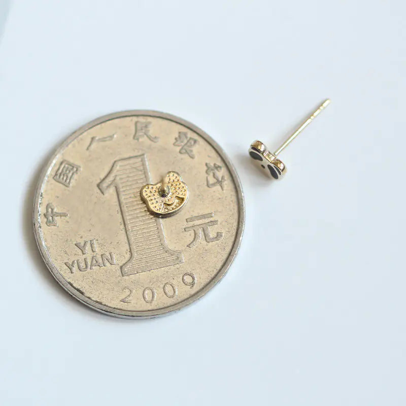 Cute Mini Panda 925 Silver Stud Earrings for Students