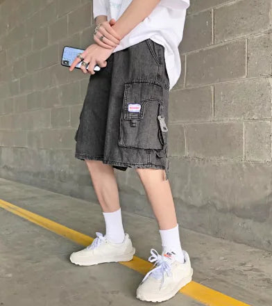 Y2K Vintage High Street Loose Denim Shorts with Pockets